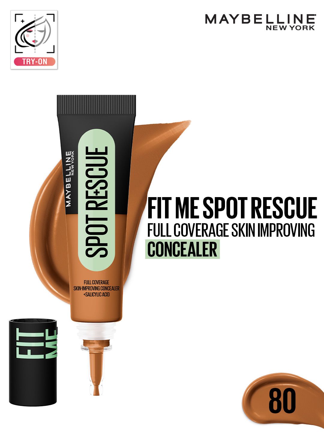 Maybelline New York Fit Me Spot Rescue Full Coverage Concealer 15ml - Acne Safe - Shade 80-image-1