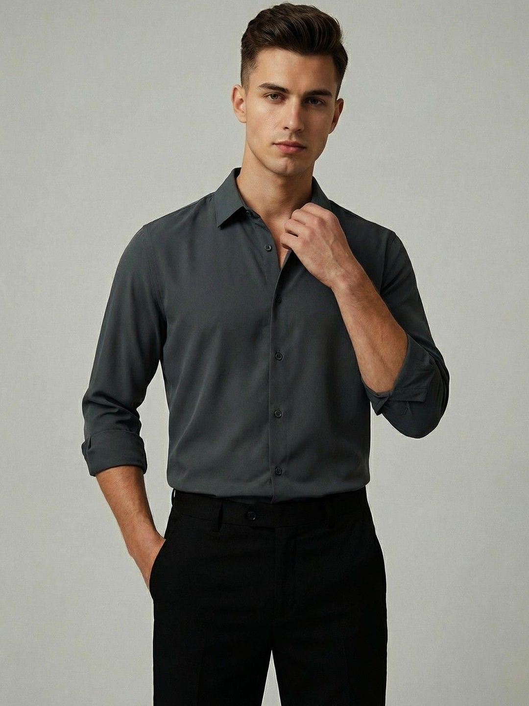 HE SPOKE Men Contemporary Tailored Fit Formal Shirt-picture-34