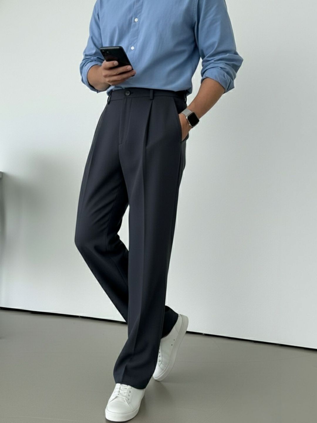 INDICLUB Men Pleated Zip Trousers-picture-33
