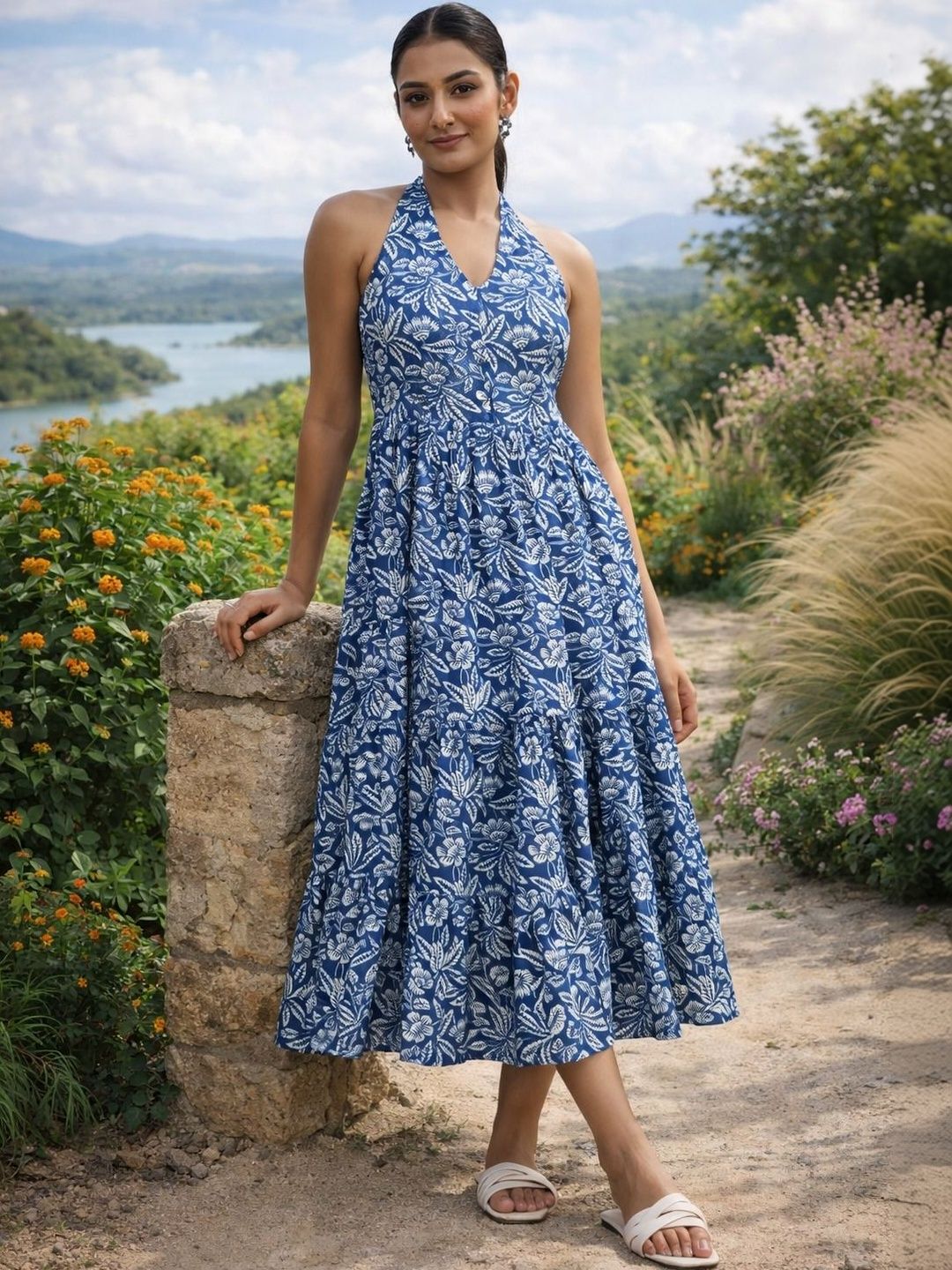 Demirner Women Floral Printed Fit And Flare Dresses-picture-30