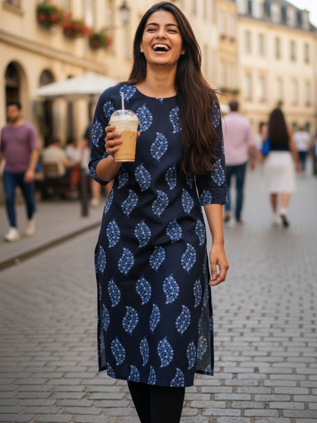 Zyla Floral Printed Pure Cotton Kurti-image-25