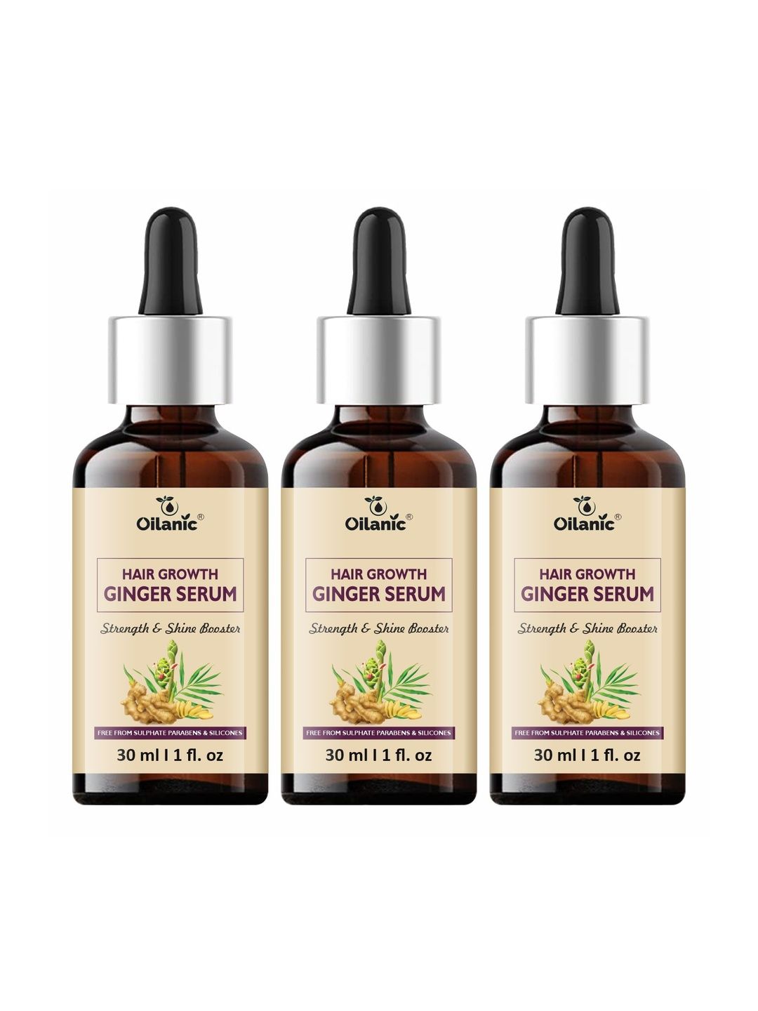 Oilanic Set Of 3 Hair Growth Ginger Serum - 30 ml Each-image-14