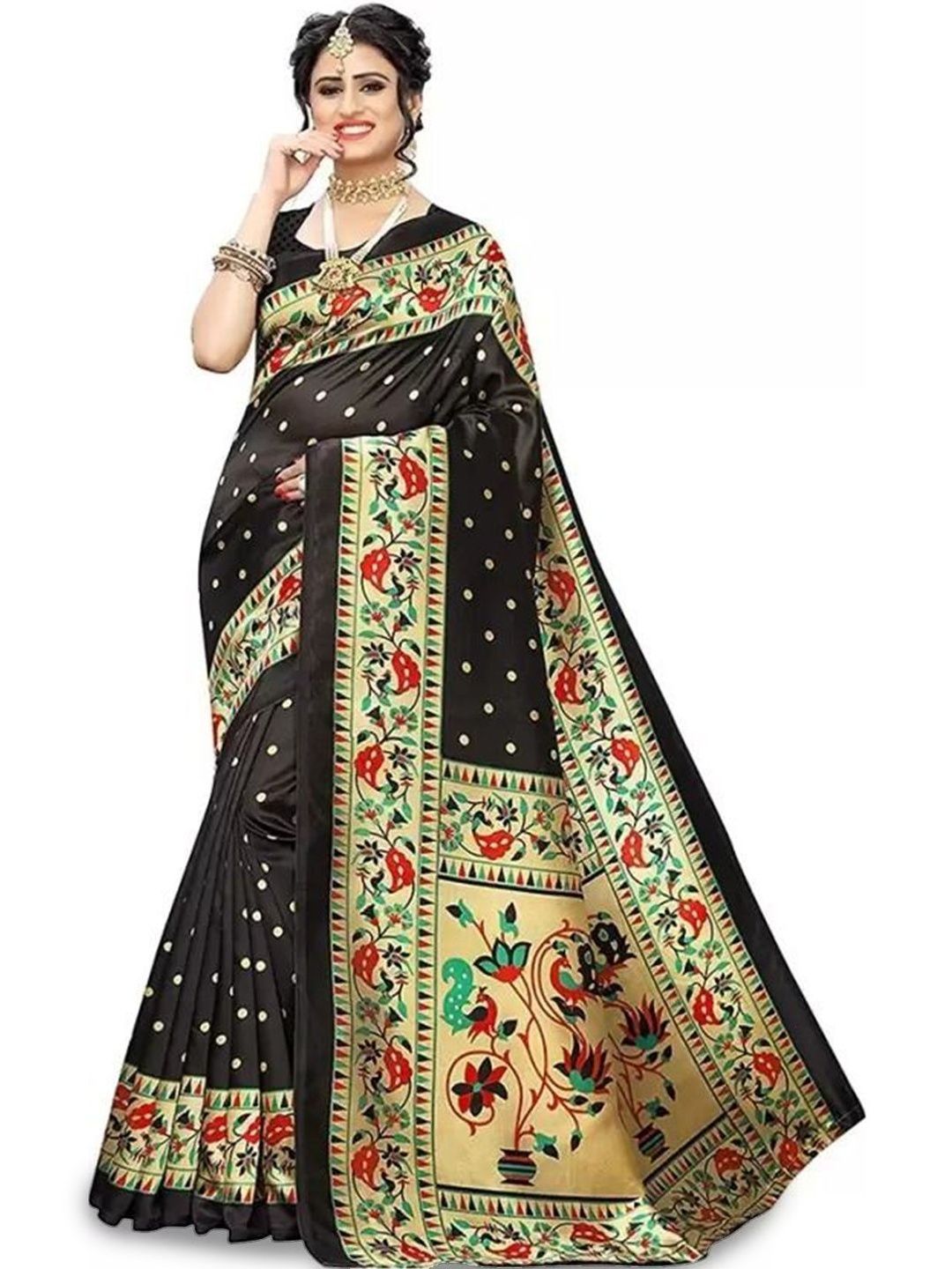Varutex Ethnic Motifs Zari Art Silk Paithani Saree-picture-25