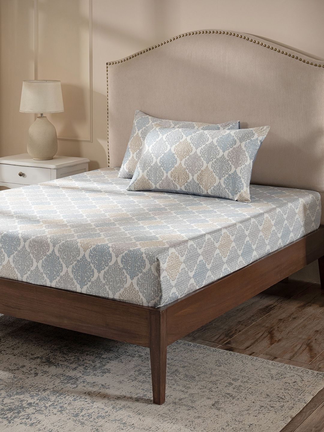 MASPAR Pure Cotton Printed King Size Bedsheet with 2 Pillow Case - 400 TC-image-38