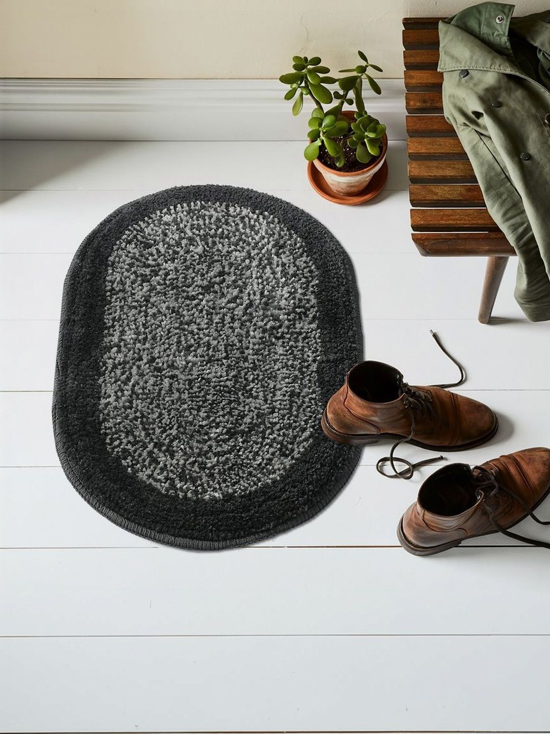 FINE TEX WORLD Black & Grey Anti skid Microfiber Doormats-image-16