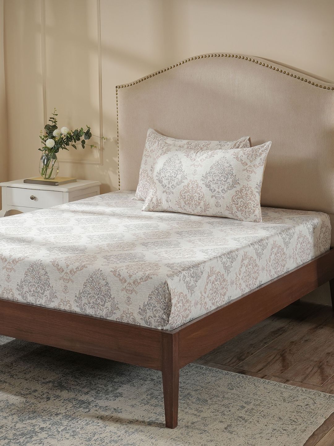 MASPAR Brown Ethnic Motifs Skin-Friendly 400 TC King Superfine Bedsheets-image-17