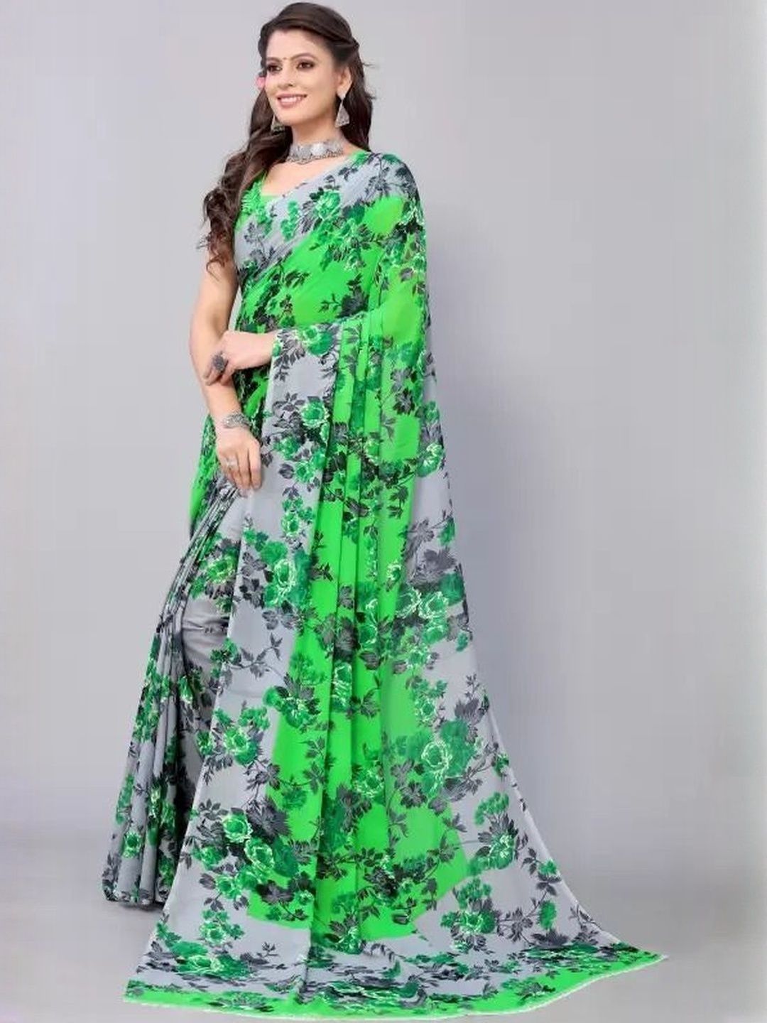 Varutex Floral Poly Georgette Saree-picture-45