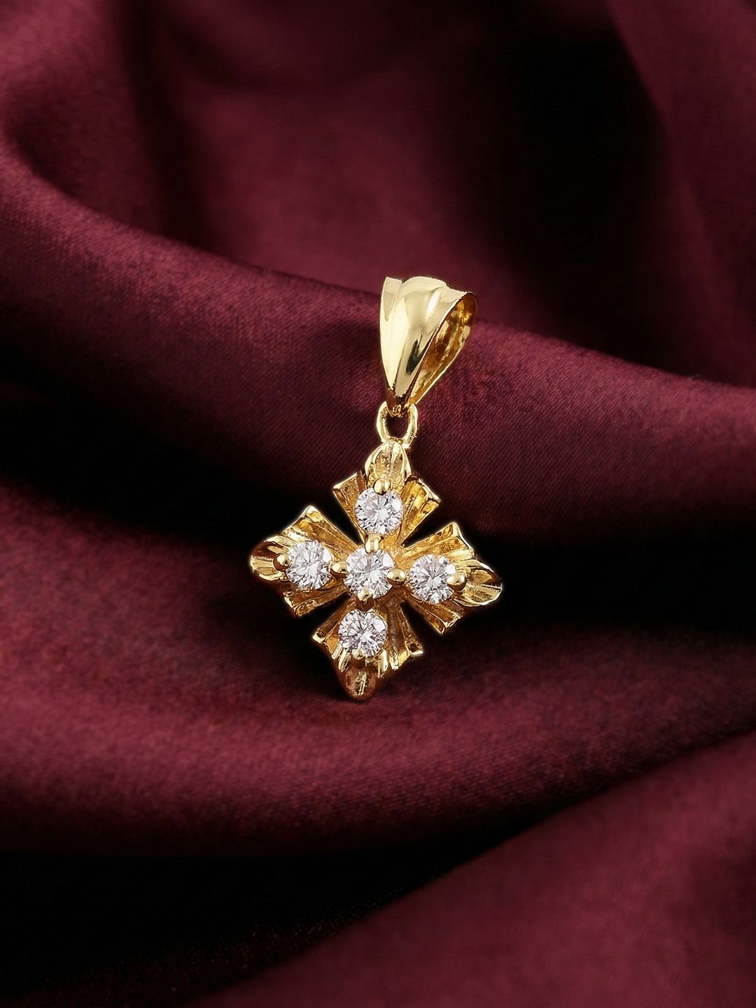 MAEJOY Floral Lab grown diamond 92.5 Sterling Silver 18KT Gold plated pendant-image-46