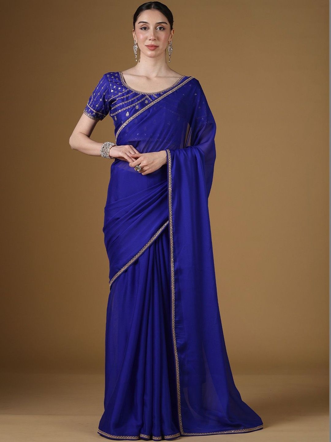 Saree mall Sequinned Pure Georgette Designer Sarees-image-25
