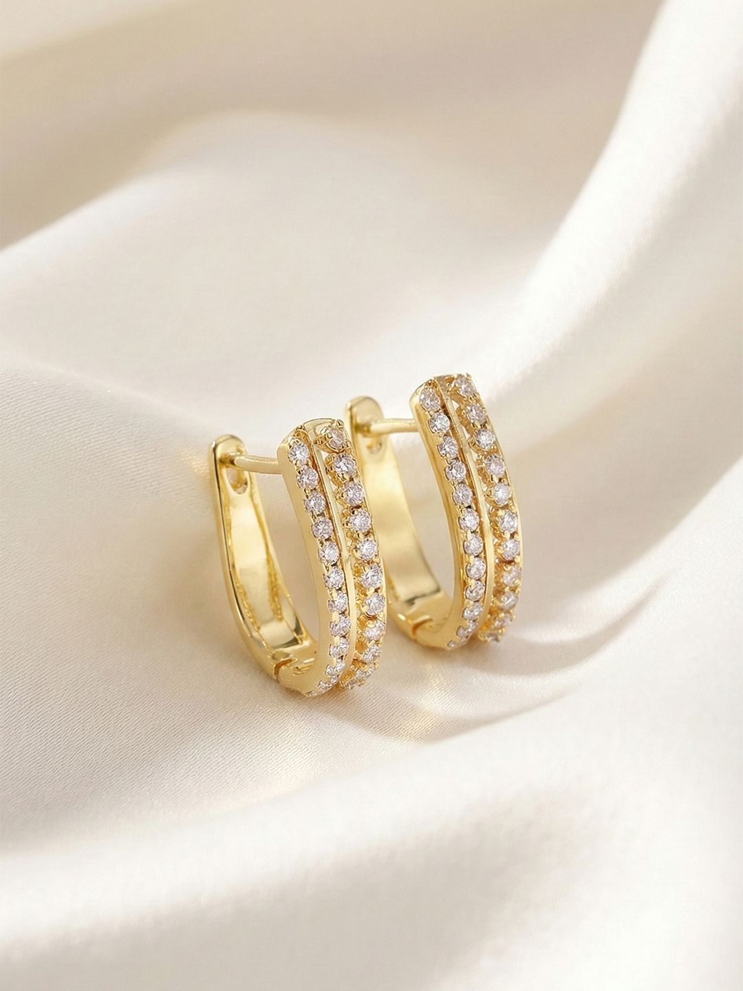 MAEJOY Lab grown diamond 92.5 Sterling Silver 18KT Gold plated Half Hoop earrings-picture-4