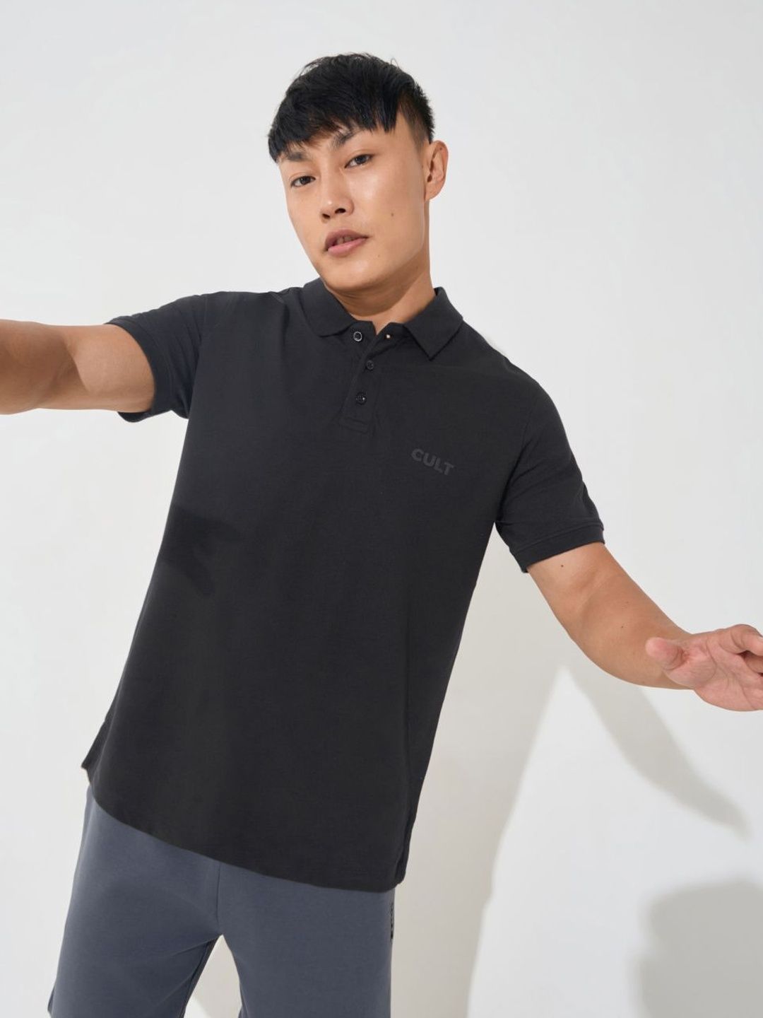CULT Men's Black Soft Form Classic Polo T-shirt-image-37