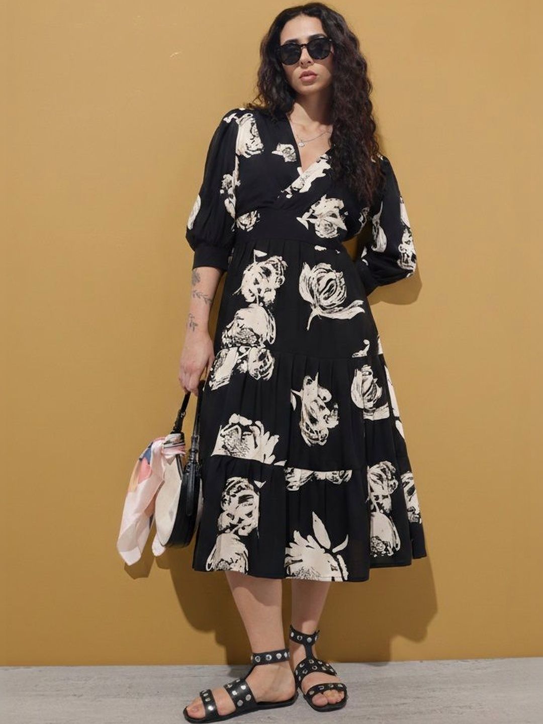 Divena Floral Print Puff Sleeve Fit & Flare Maxi Dress-image-8