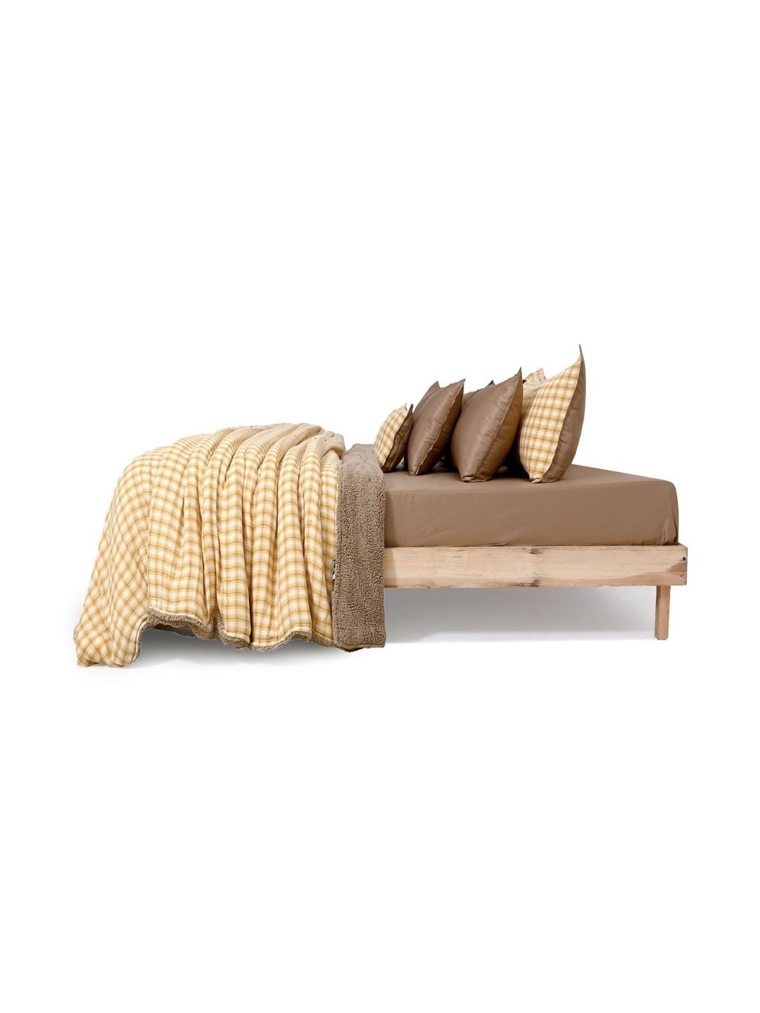 Zarf Yellow & Tan Checked Heavy Winter 600 GSM Quilt-image-28