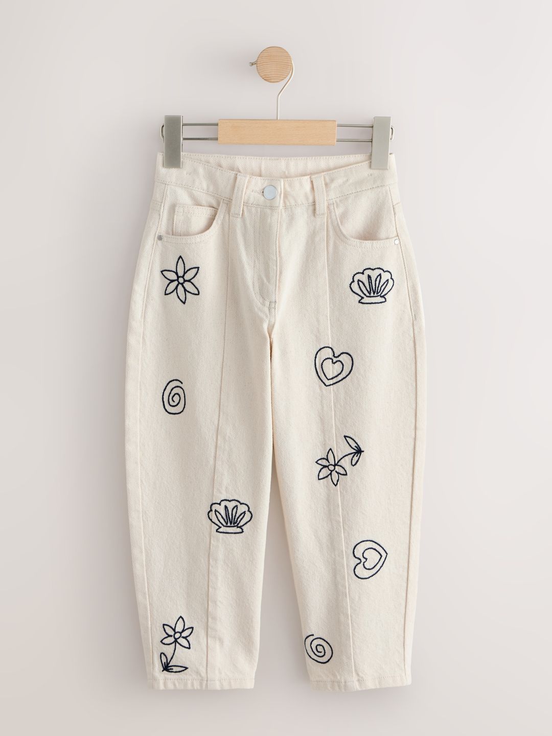 NEXT Girls Regular Fit Embroidered Pure Cotton Jeans-picture-25