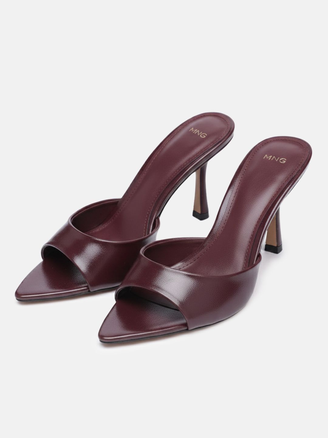 MANGO Textured Slim Heeled Peep Toes