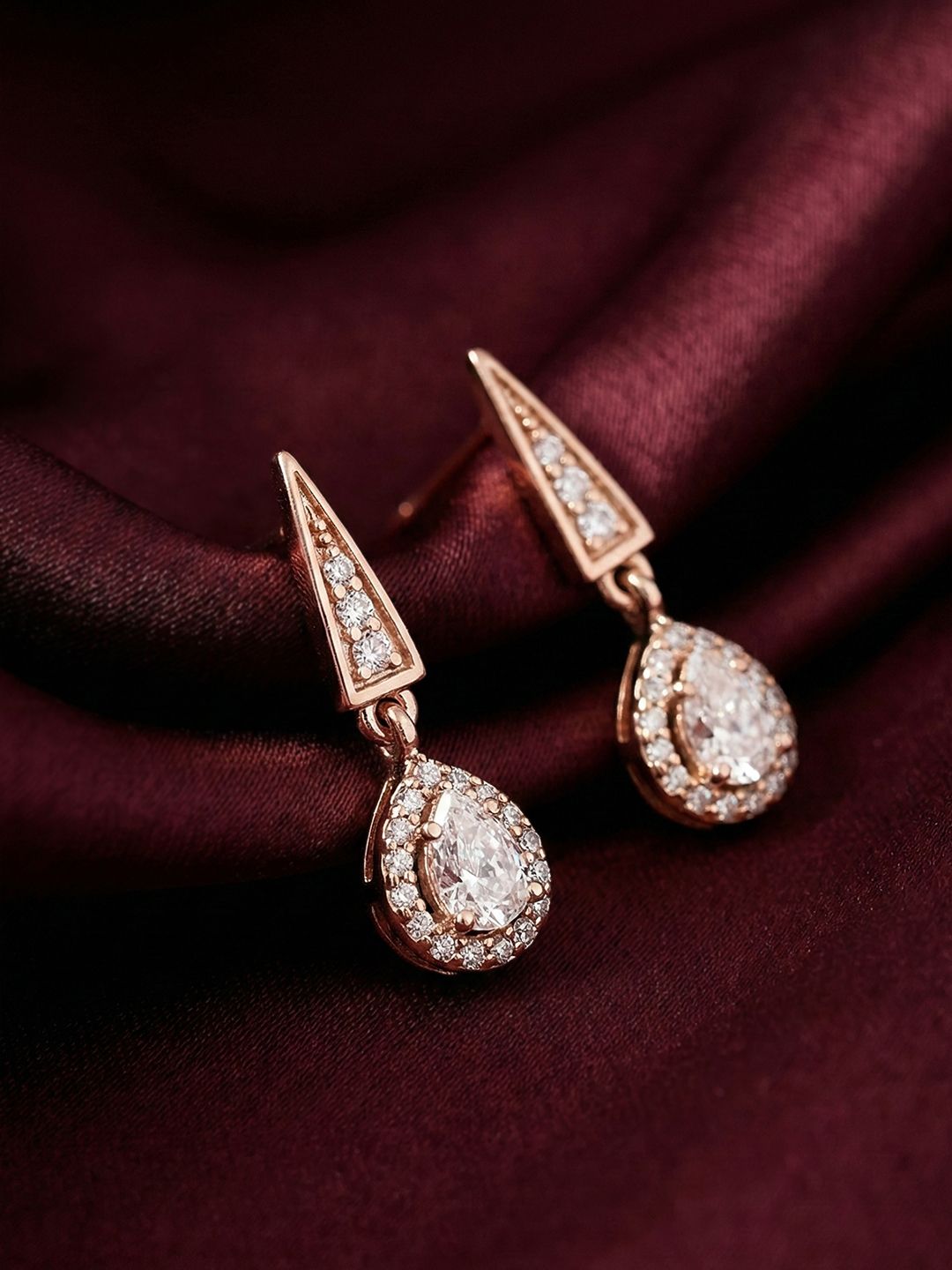 MAEJOY Women Lab grown diamond 92.5 Sterling Silver18KT Rose gold plated drop earrings-picture-41