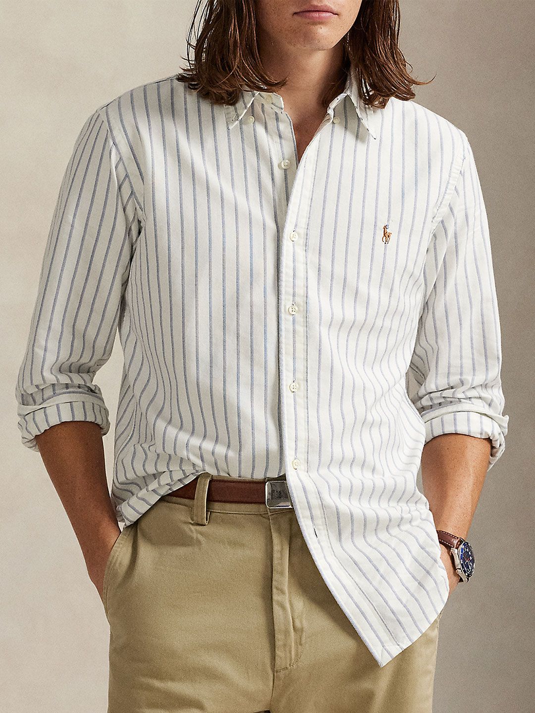 Polo Ralph Lauren Striped Cotton Spread Collar Oxford Shirt-picture-19
