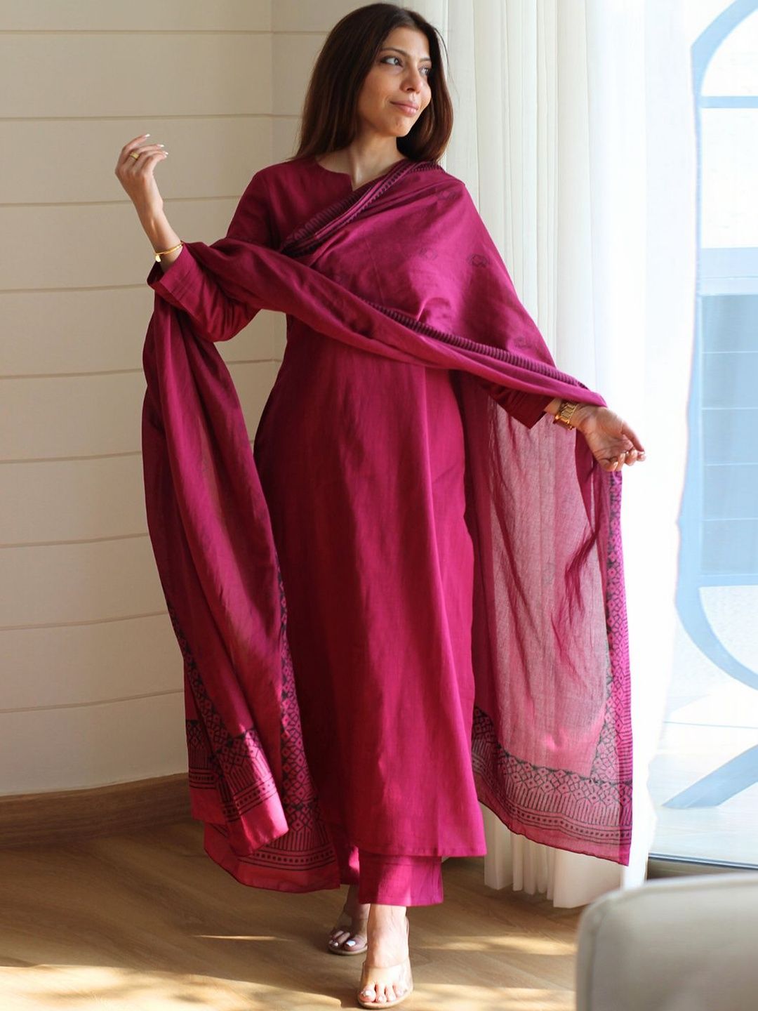 anouk rustic Aaghnya Women Ethnic Motifs Regular Kurta with Trousers & With Dupatta-picture-11