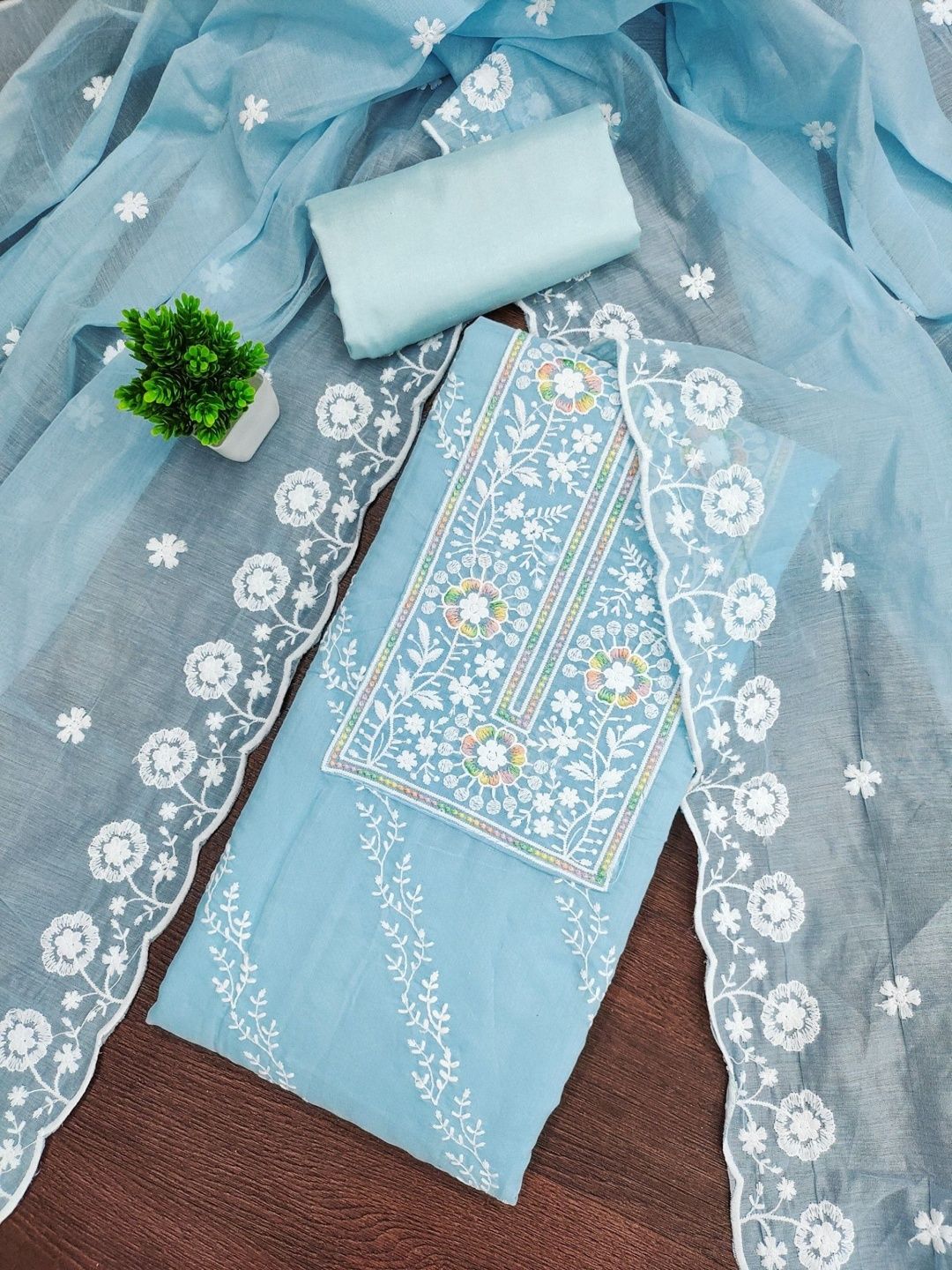 Rangtulika Ethnics Embroidered Pure Cotton Unstitched Dress Material-picture-23