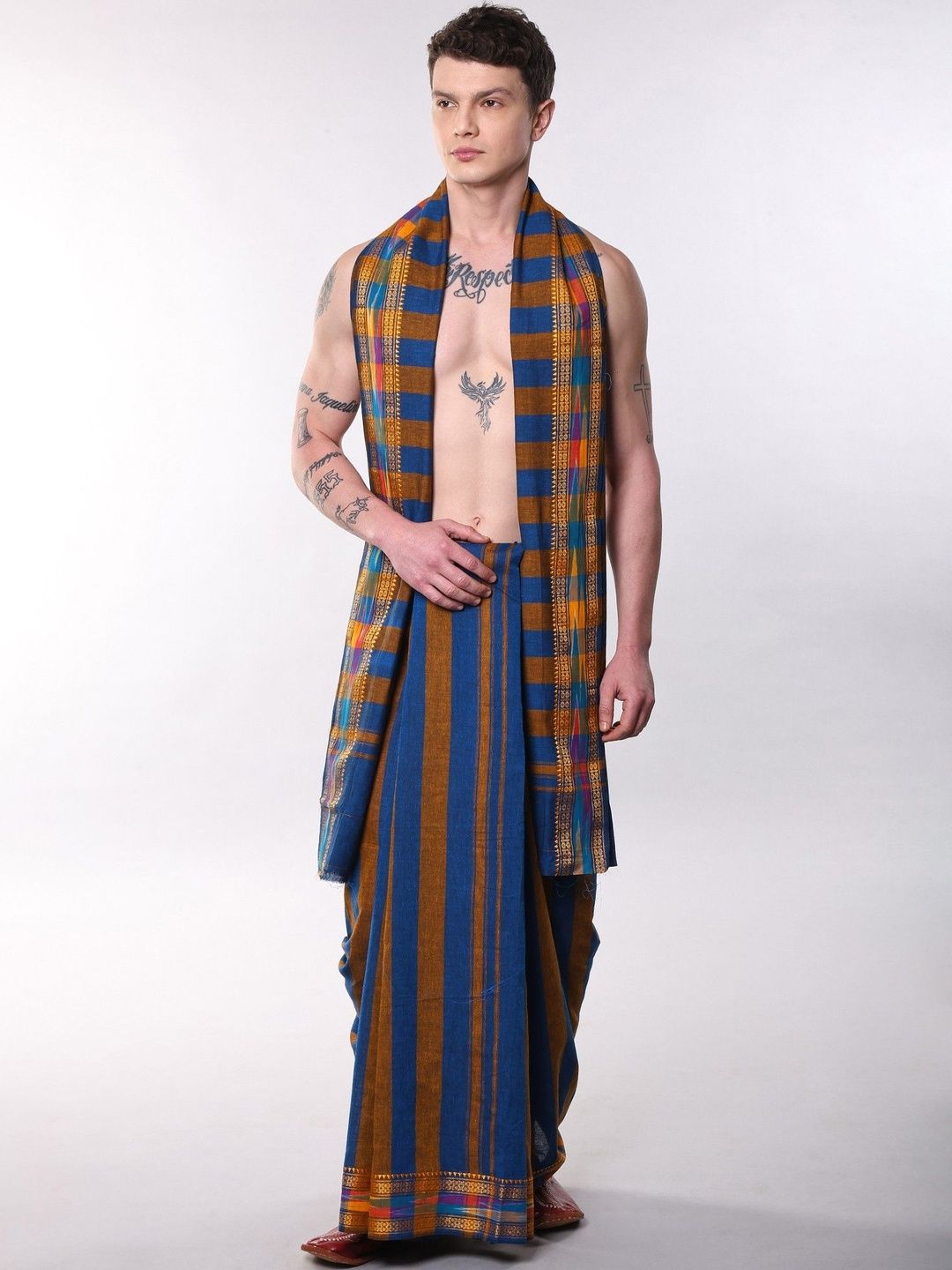 Exotic India Women Striped Cotton Blend Dhoti Dhotis-picture-51