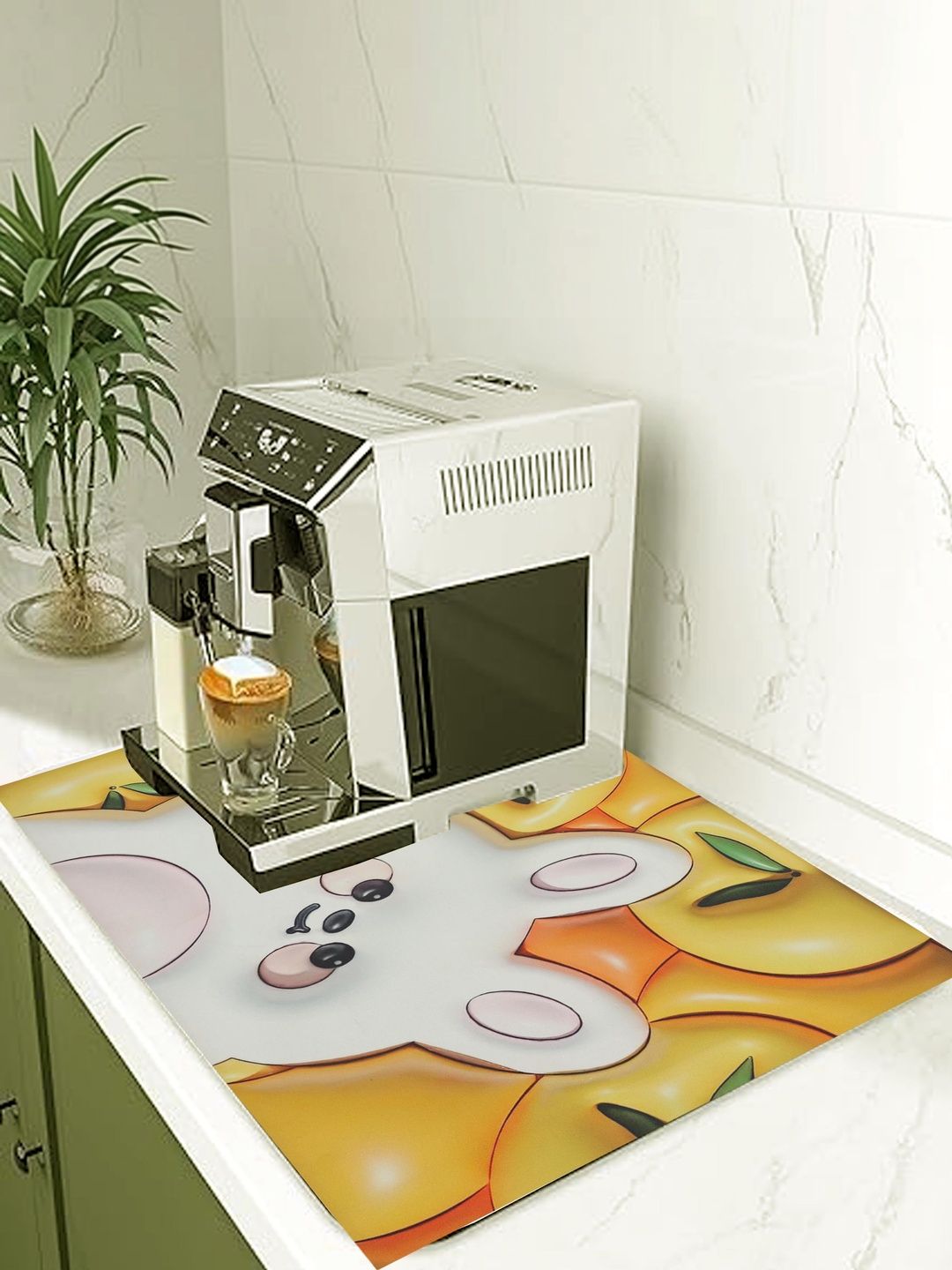 HomeCloud Yellow & White Printed Waterproof Kitchen Mat-image-20