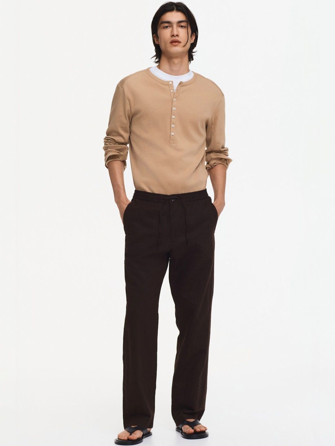 H&M Regular Fit Linen-blend Trousers-picture-21