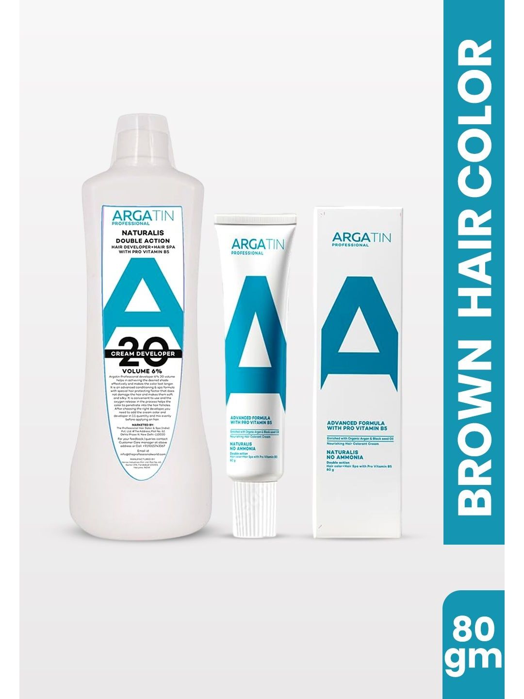 ARGATIN Set Of 2 Hair Cream - 80 g & Developer - 1000 ml - Light Brown-image-24