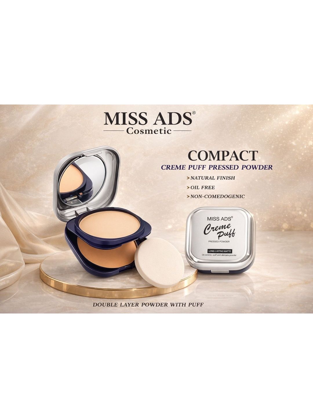 MISS ADS Cosmetics Compact Creme Puff Pressed Oil-free Powder MACP021 -Natural -12 g-image-45