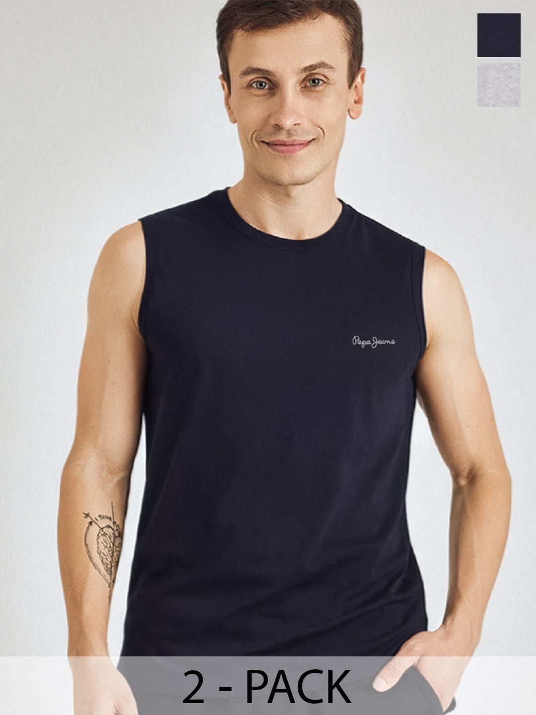 Pepe Jeans Pack of 2 Assorted Cotton Gym Vest-picture-25