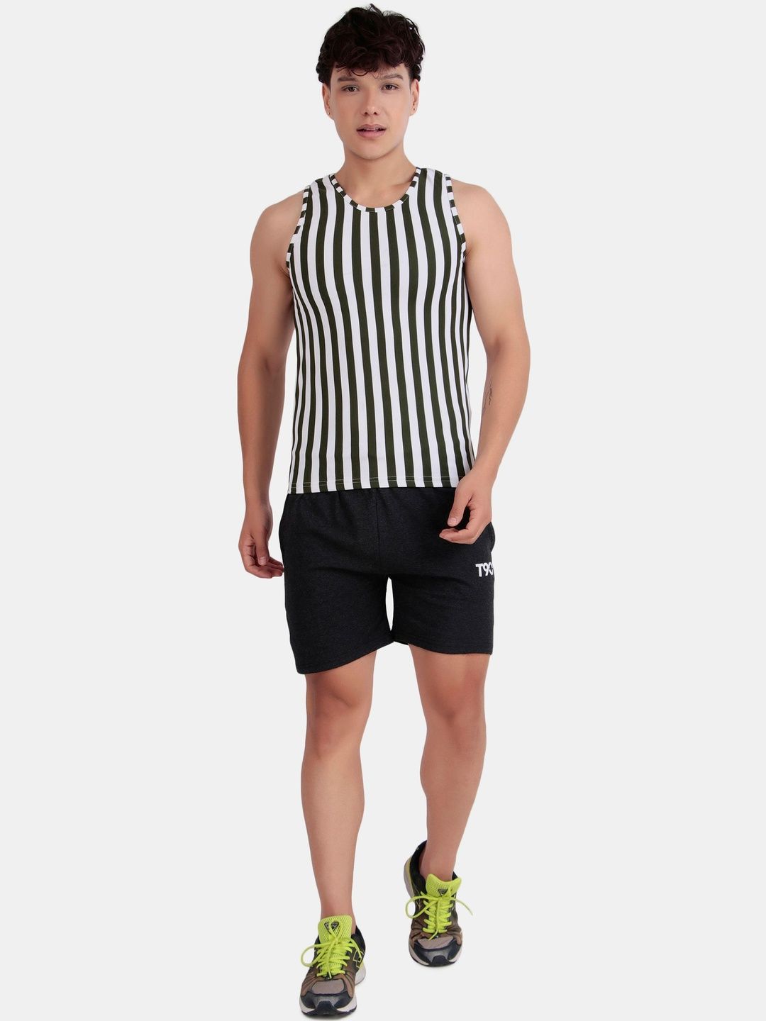 WELL QUALITY Striped Cotton Gym Vest-picture-13