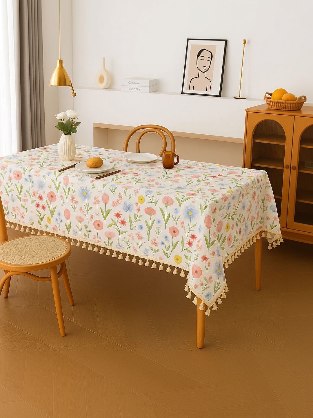 THROWPILLOW Multicoloured Floral Anti-Slip 6-Seater Table Cover with Embellished details-picture-35