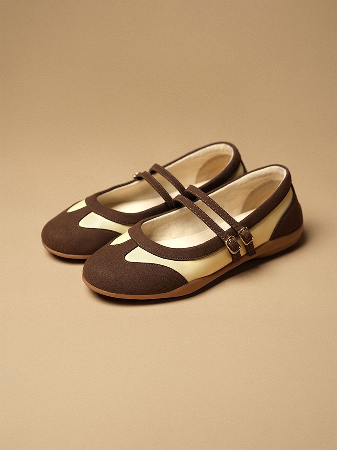 Theater Women Yuki Yellow Double Strap Mary Jane Flats-picture-43