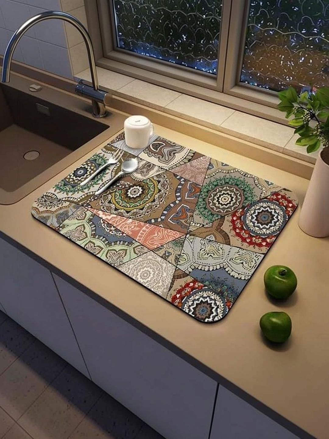 HomeCloud Blue & Brown Printed Waterproof Kitchen Mat-image-22