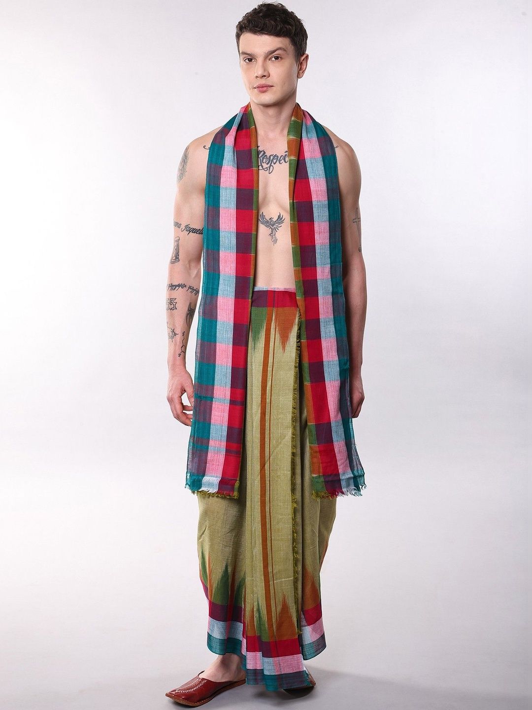 Exotic India Women Striped Cotton Blend Dhoti Dhotis-image-20