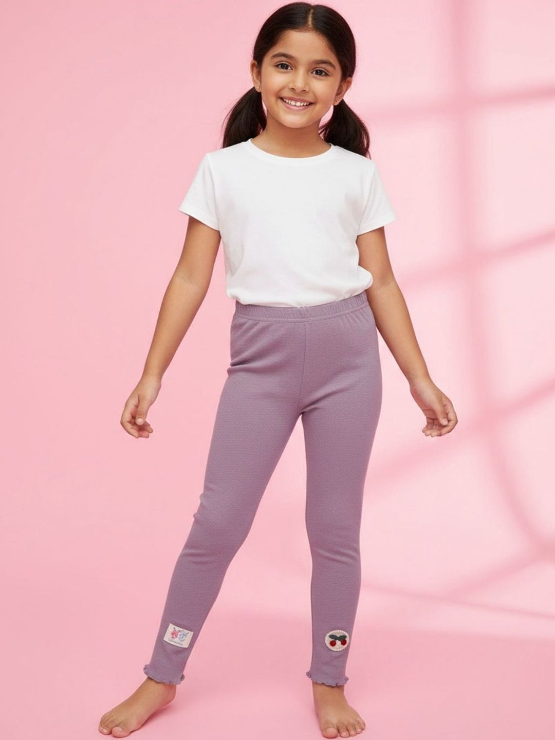V-Mart Girls Self Design Ankle Length Leggings-picture-57