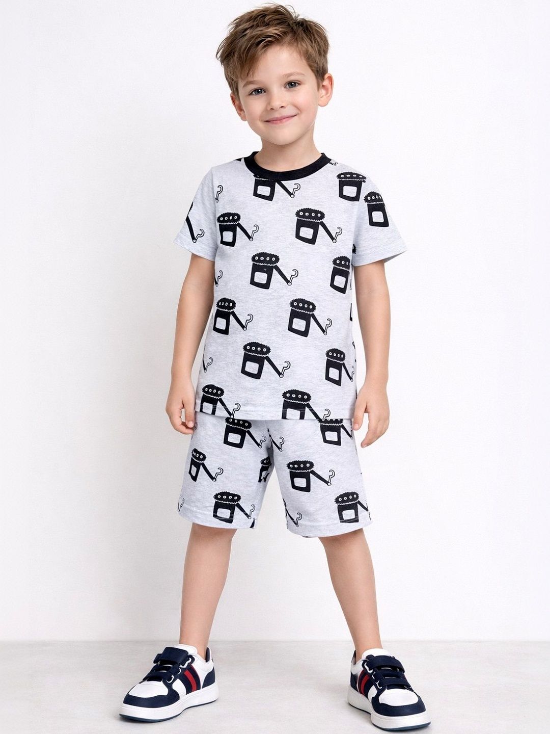 Lazy Shark Boys Printed Night suit-picture-42