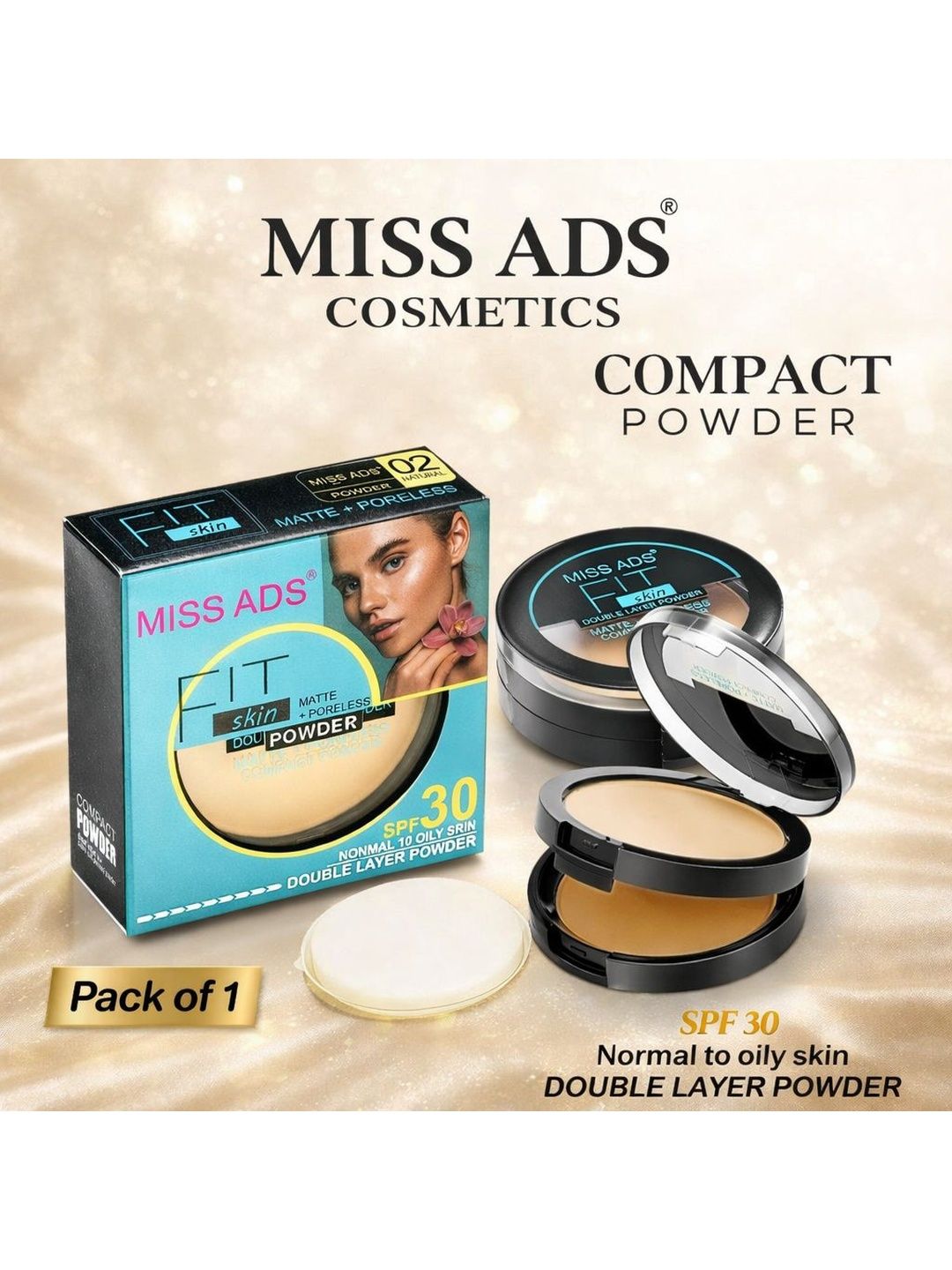 MISS ADS Fit Skin Compact Powder With SPF 30 - Shade - 02-image-20
