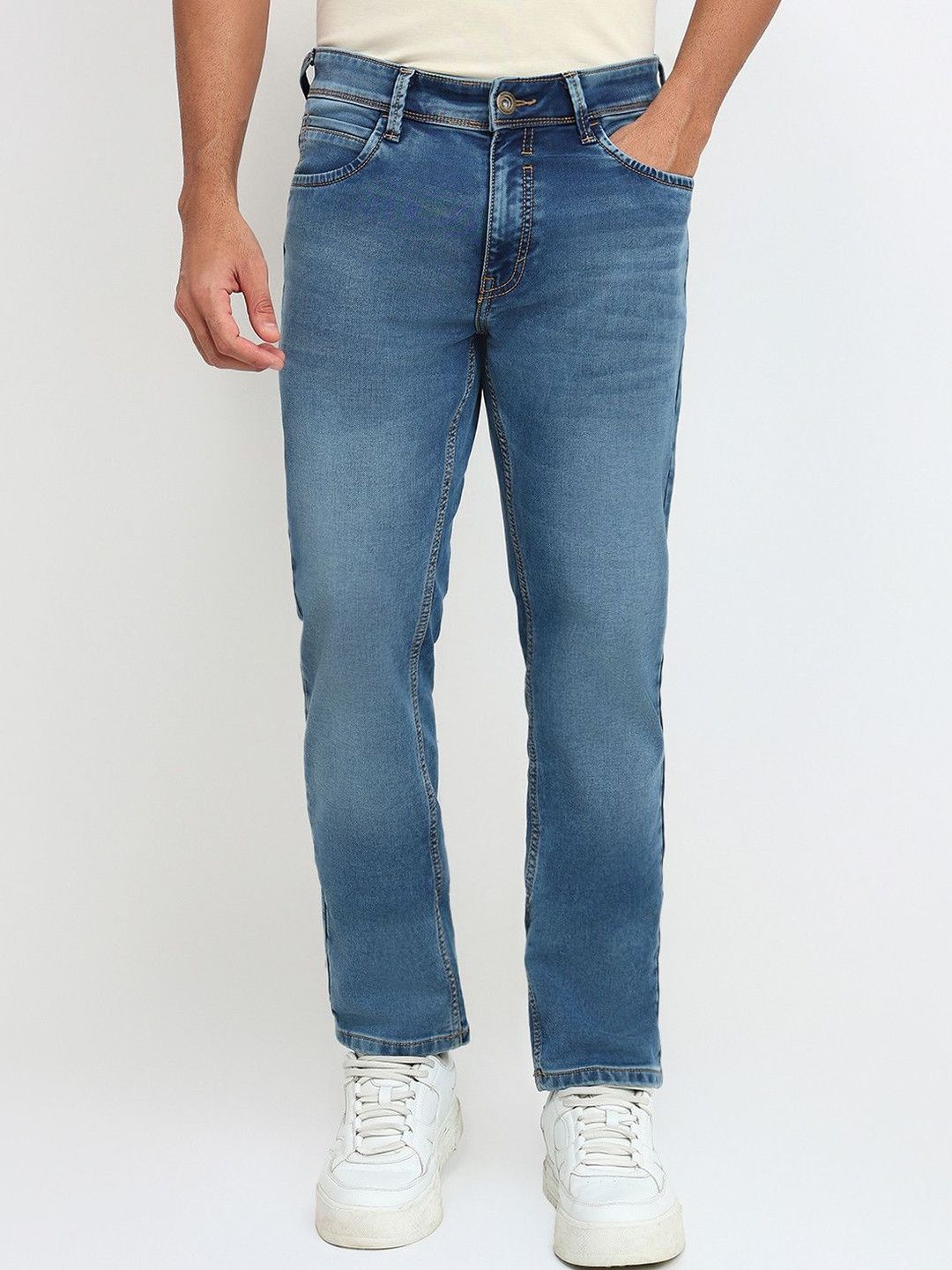 Park Avenue Men Classic Slim Fit Mid-Rise Light Fade Stretchable Jeans-picture-11