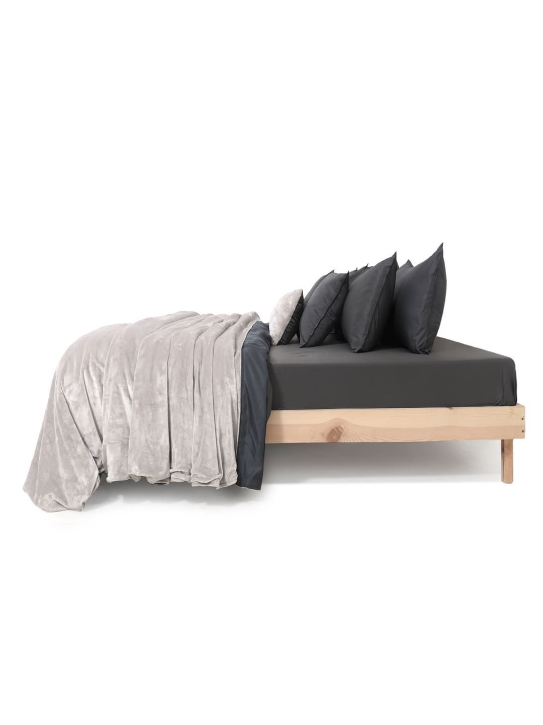 Zarf Grey & Black Solid Other 6 Piece Double King Superfine Bedding Set-picture-24
