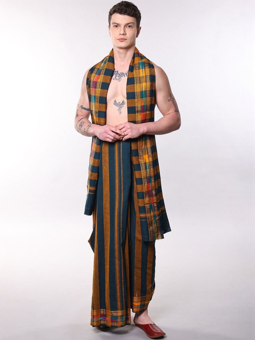 Exotic India Women Striped Cotton Blend Dhoti Dhotis-picture-33