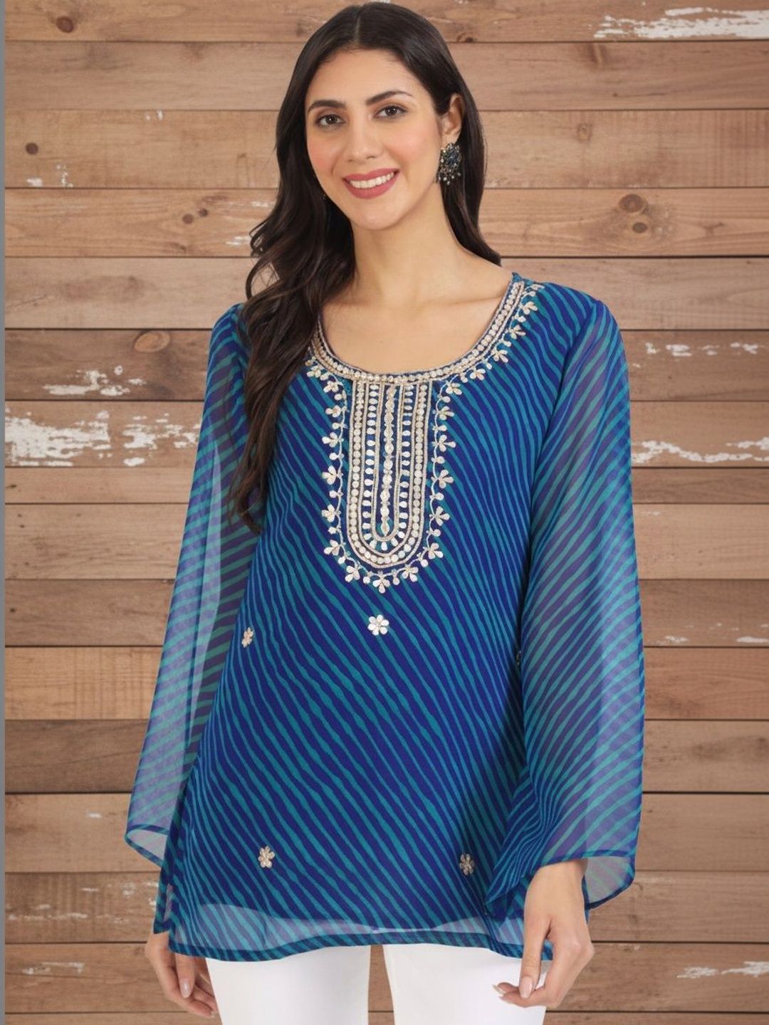 Anouk Rustic Leheriya Gotta Patti Work Geogratte Round Neck Top-picture-21