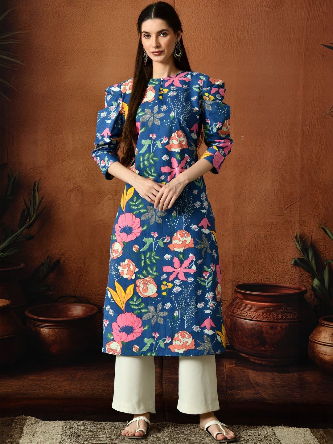 Anouk Women Floral Printed Keyhole Neck Kurta-picture-28