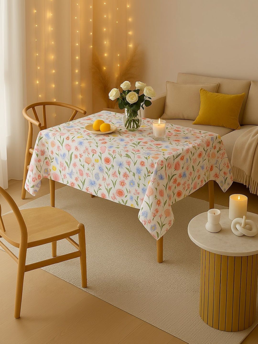 THROWPILLOW Multicoloured Floral Anti-Slip 8-Seater Table Cover with Embellished details-picture-32