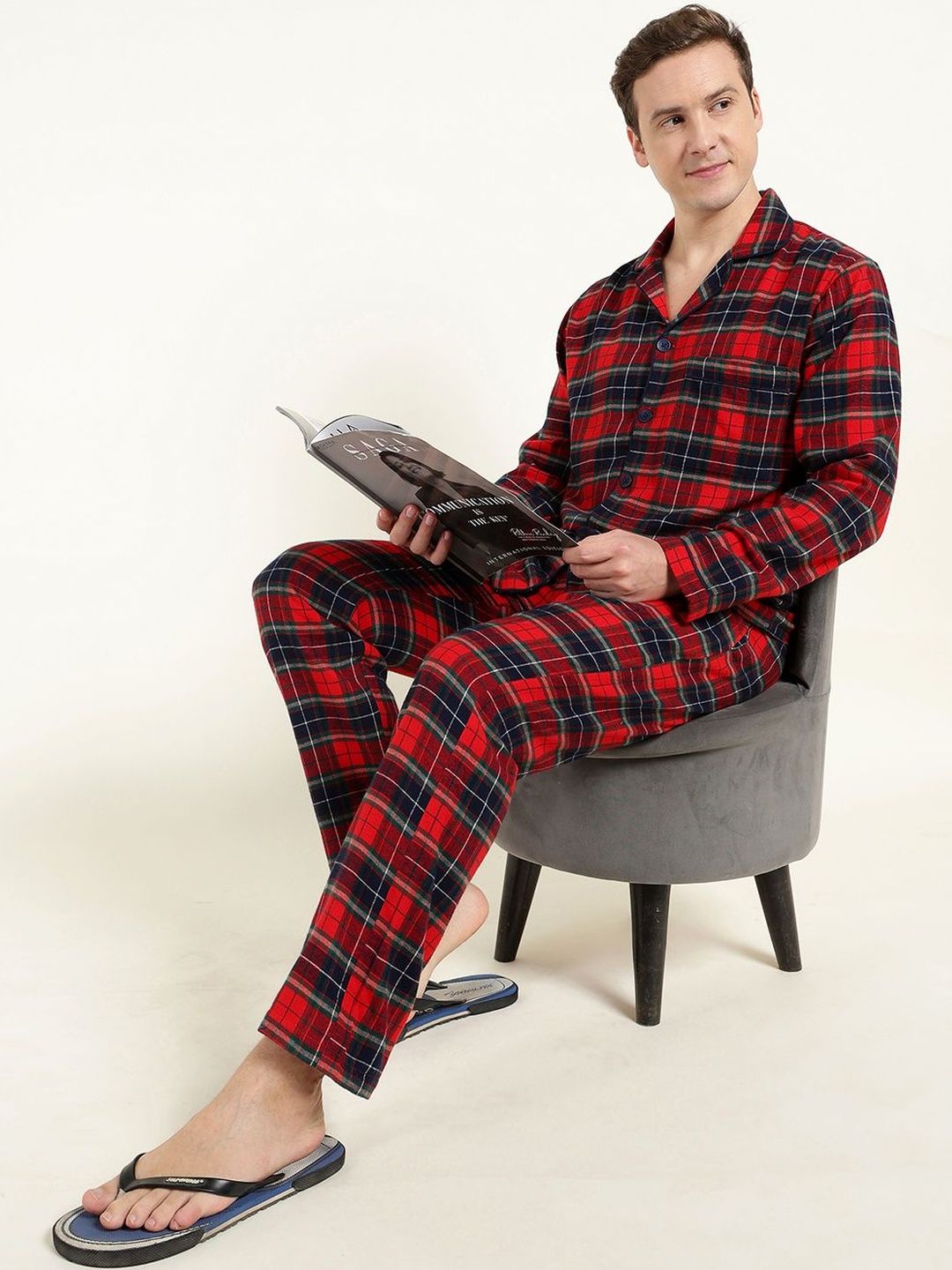 Hancock Men Checked Flannel Weave Night suit-picture-55