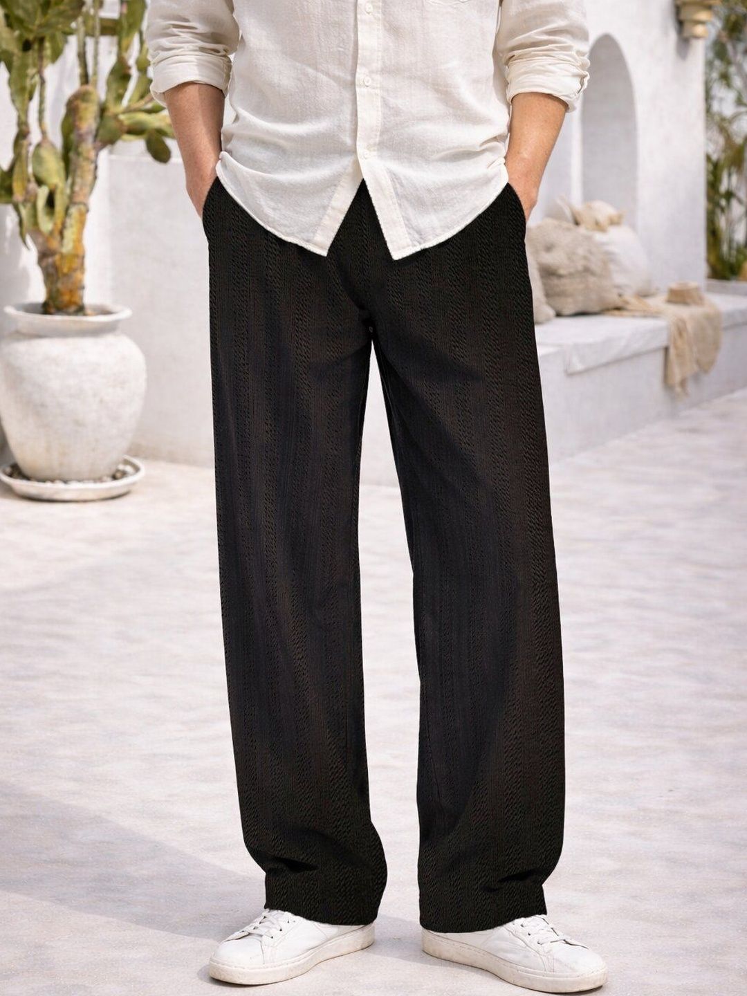 The Dry State Men Textured Zip Trousers