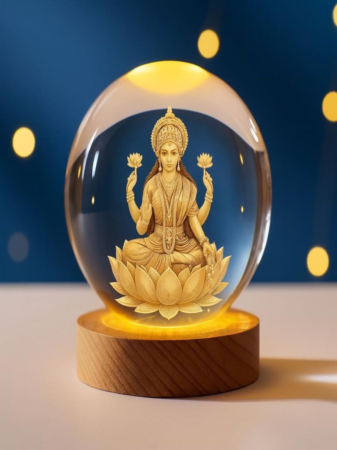 POOJAN SAMAGRI White Glass Spherical Table Lamp