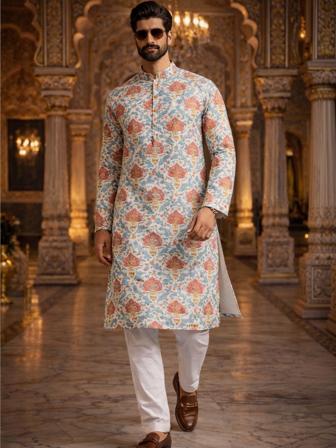 HERE&NOW Men Floral Printed Kurta-picture-13