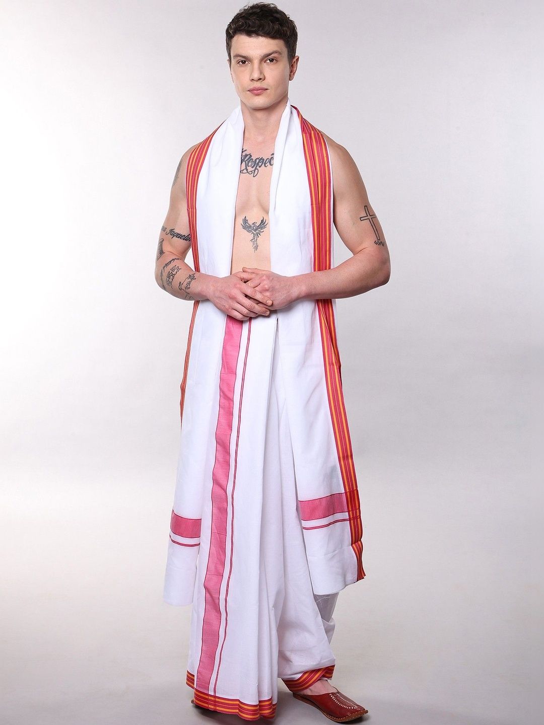 Exotic India Women Striped Cotton Blend Dhoti Dhotis-picture-19