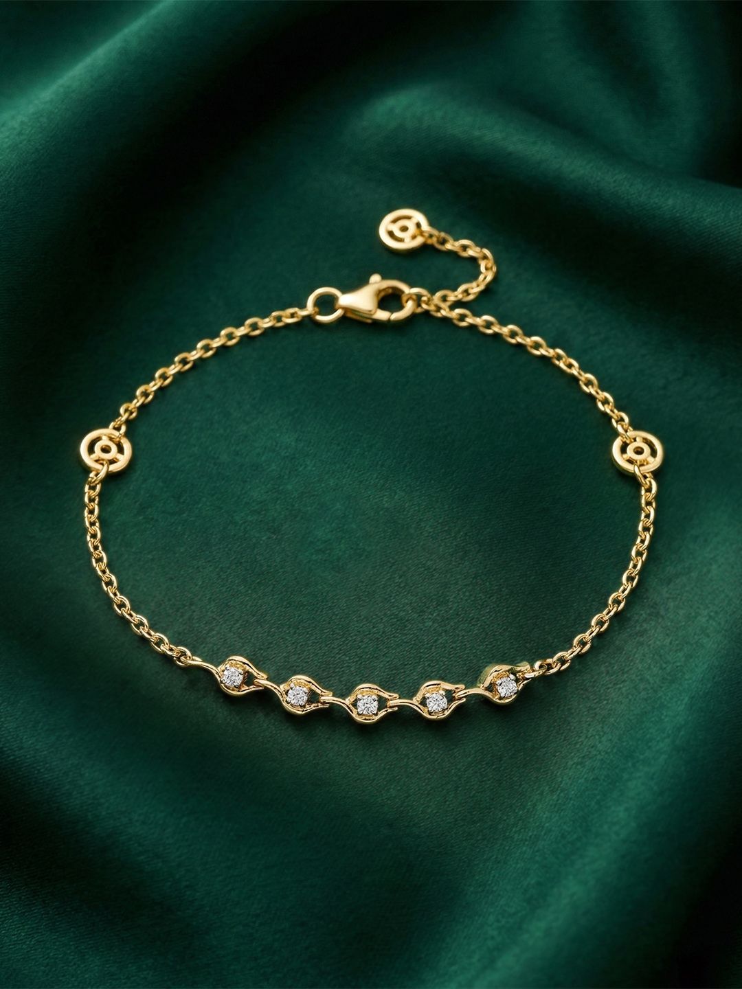 MAEJOY Solitaire Lab Grown Diamond 92.5 Sterling Silver 18KT Gold Plated Chain Bracelet-picture-18