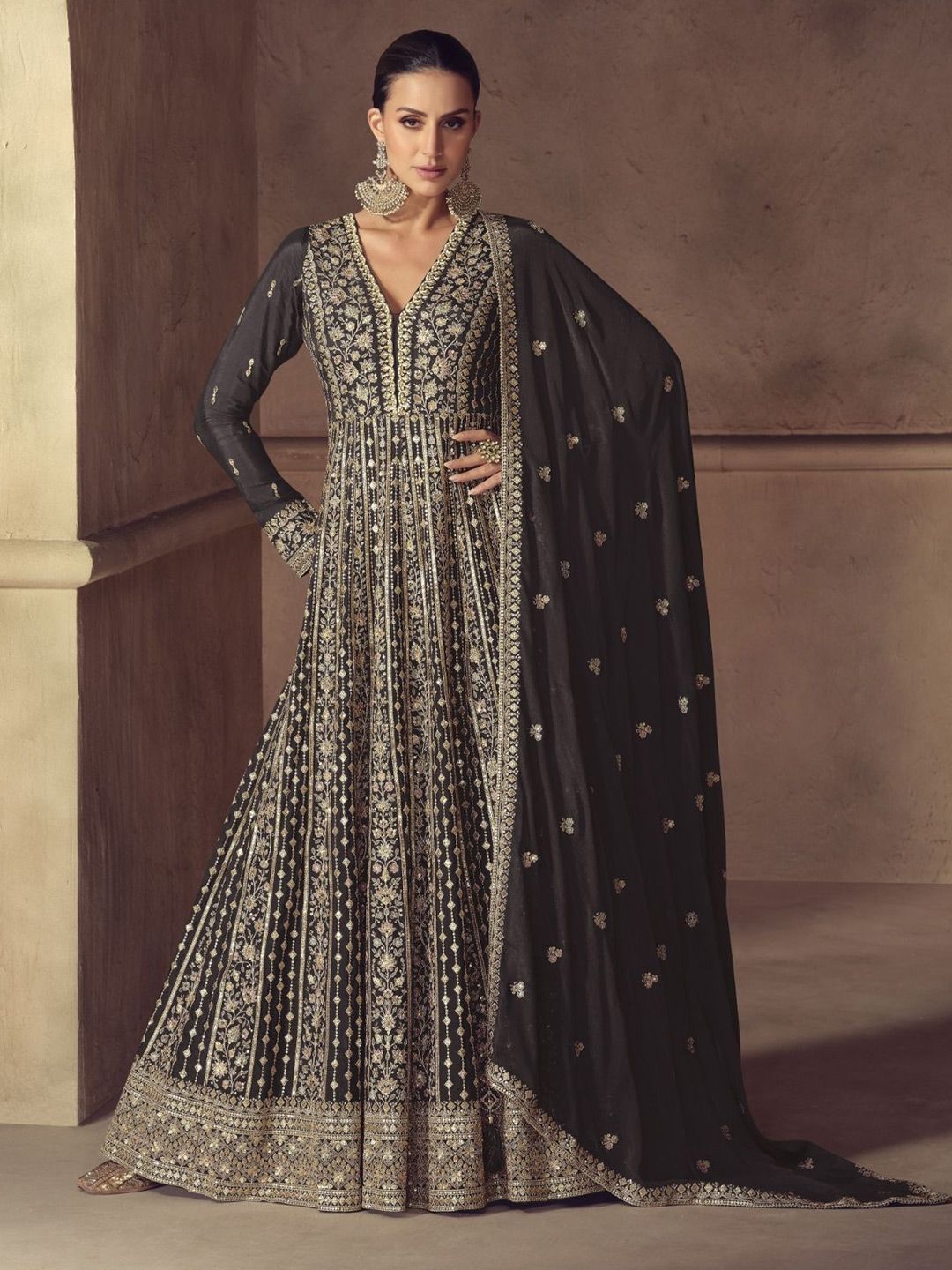 ODETTE Embellished Semi-Stitched Dress Material-picture-47